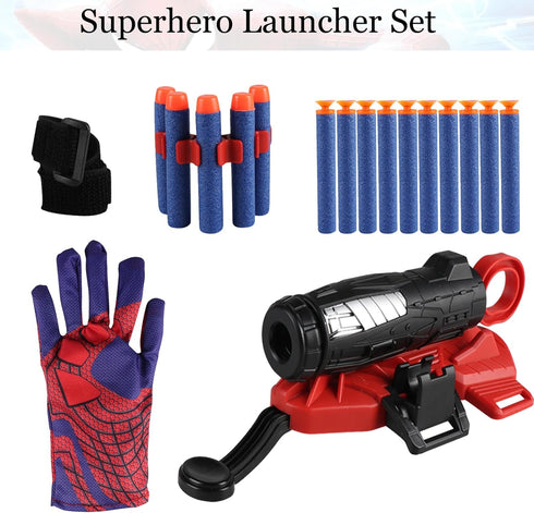 Spider Gloves Man Web Shooter Toy, Spider Kids Plastic Superhero Launcher Glove Hero Movie Launcher with Wrist Toy Set Funny Decorate Children Edu...